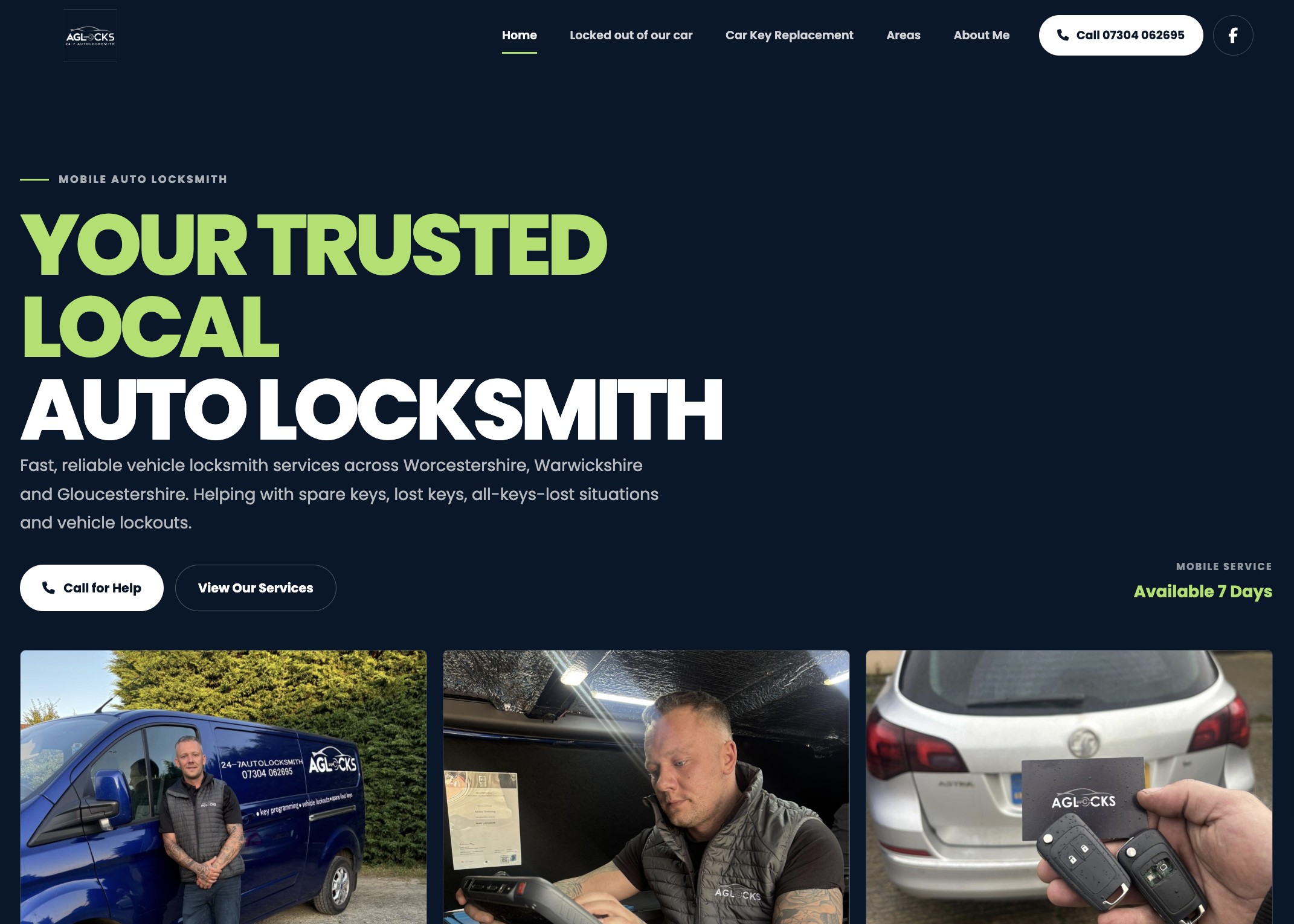 AG Auto Locksmiths website